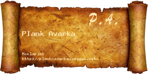 Plank Avarka névjegykártya